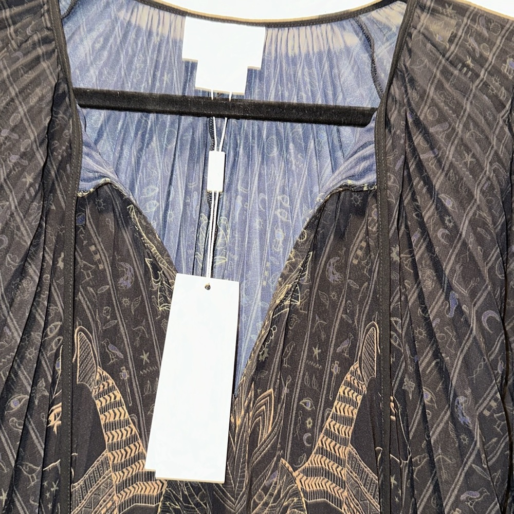 CAMILLA *Cobra King* black pleated double layer 2 pc Egyptian print dress S - Picture 7 of 10